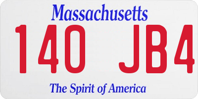 MA license plate 140JB4