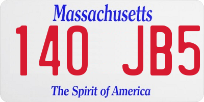 MA license plate 140JB5
