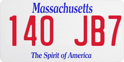 MA license plate 140JB7