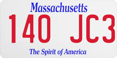 MA license plate 140JC3