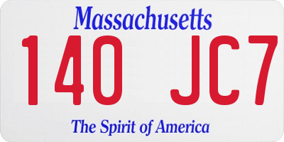 MA license plate 140JC7
