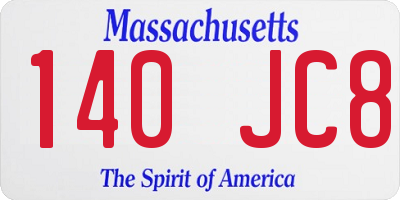 MA license plate 140JC8