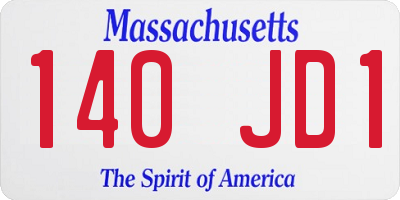 MA license plate 140JD1