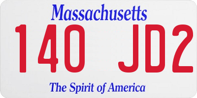 MA license plate 140JD2