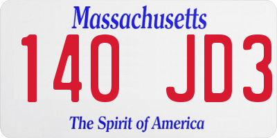 MA license plate 140JD3