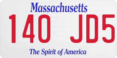 MA license plate 140JD5