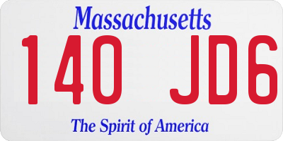 MA license plate 140JD6