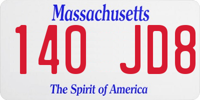 MA license plate 140JD8