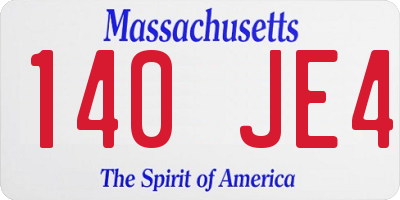 MA license plate 140JE4