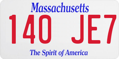 MA license plate 140JE7