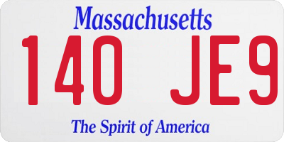 MA license plate 140JE9