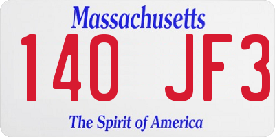 MA license plate 140JF3