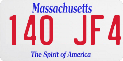 MA license plate 140JF4