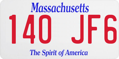 MA license plate 140JF6