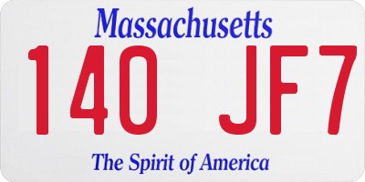 MA license plate 140JF7