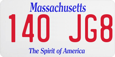 MA license plate 140JG8