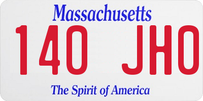 MA license plate 140JH0