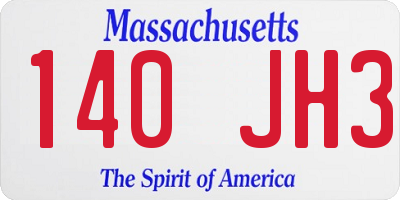 MA license plate 140JH3