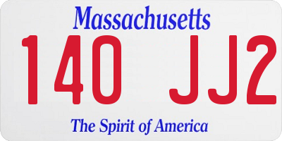 MA license plate 140JJ2