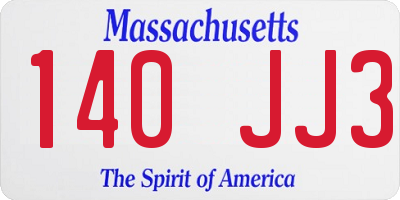 MA license plate 140JJ3