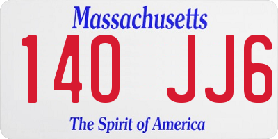 MA license plate 140JJ6
