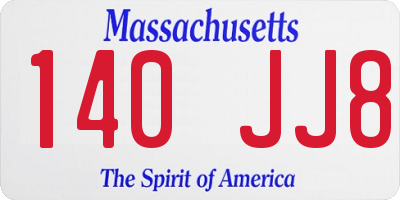 MA license plate 140JJ8