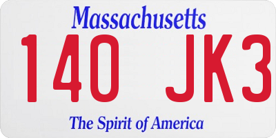 MA license plate 140JK3