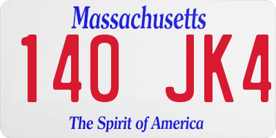 MA license plate 140JK4