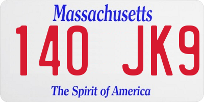 MA license plate 140JK9