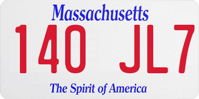 MA license plate 140JL7