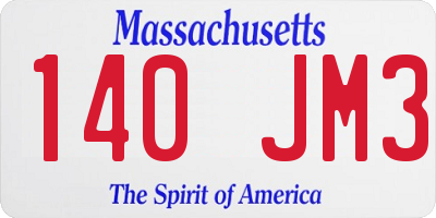 MA license plate 140JM3