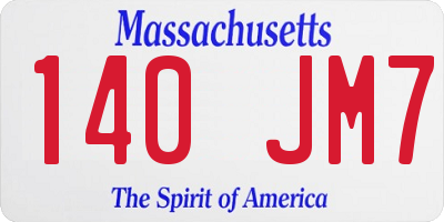 MA license plate 140JM7