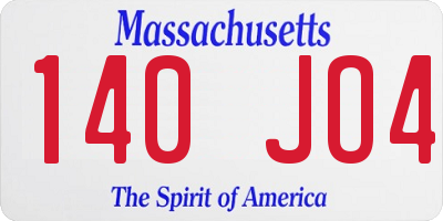 MA license plate 140JO4