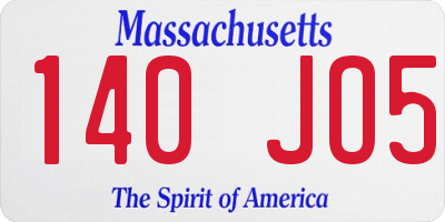 MA license plate 140JO5