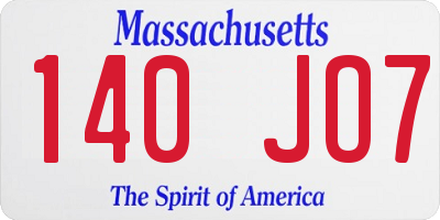 MA license plate 140JO7