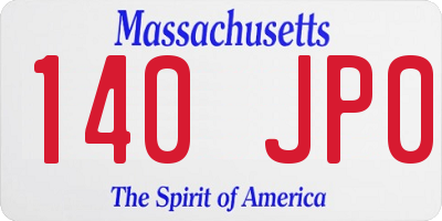 MA license plate 140JP0