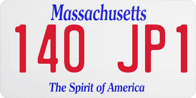 MA license plate 140JP1