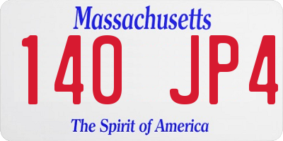 MA license plate 140JP4