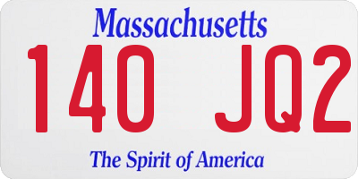MA license plate 140JQ2