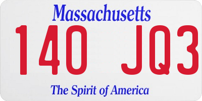 MA license plate 140JQ3