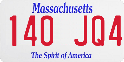 MA license plate 140JQ4