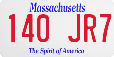 MA license plate 140JR7