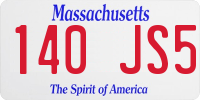 MA license plate 140JS5