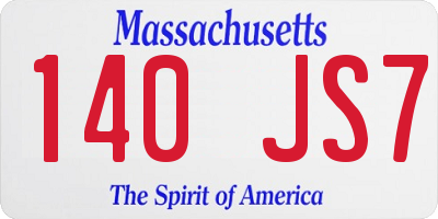 MA license plate 140JS7