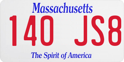 MA license plate 140JS8