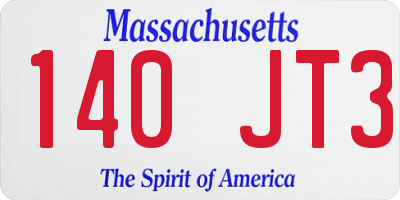 MA license plate 140JT3