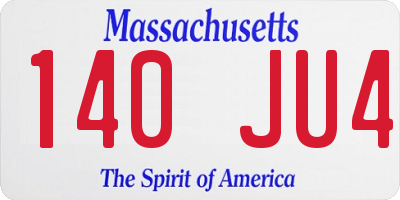 MA license plate 140JU4
