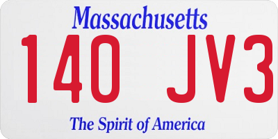 MA license plate 140JV3
