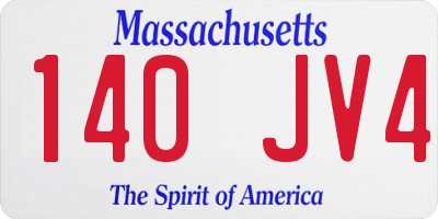 MA license plate 140JV4