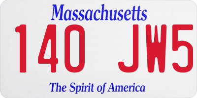 MA license plate 140JW5